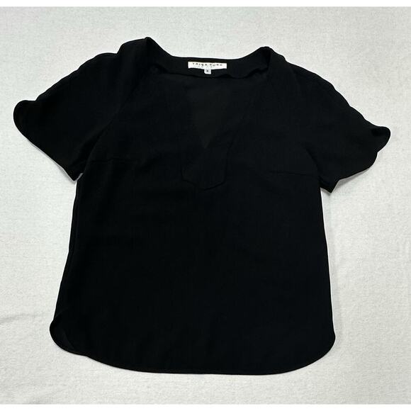 Trina Turk Tops - TRINA TURK Womens Black Cut Out Short Sleeve V Neck Career Wear Size Small
